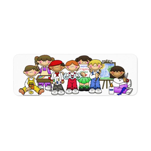 Happy Children Artistsのスケッチ絵画スタンプ ラベル (正面)