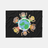 Happy Children - Environmental Protection Earth Da フリースブランケット (正面(横))
