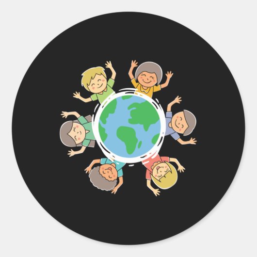 Happy Children - Environmental Protection Earth Da ラウンドシール (正面)