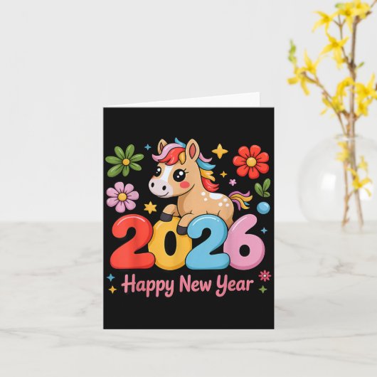 Happy Chinese Lunar New Year 2026 Year Of The Fire カード (黄色い花)