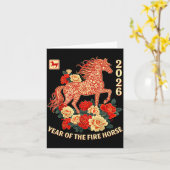 Happy Chinese Lunar New Year Of The Horse 2026 Kid カード (黄色い花)