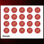 Happy Chinese Lunar New Year of the Horse Red Gold ラウンドシール
