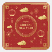 Happy Chinese New Year スクエアシール (正面)