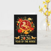 Happy Chinese New Year 2026 Lunar Year Of The Hors カード (黄色い花)