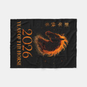 Happy Chinese New Year 2026 Year Of The Horse Flam フリースブランケット (正面(横))