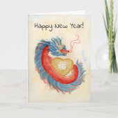 Happy Chinese New Year Chinese Dragon with Coin カード (正面)