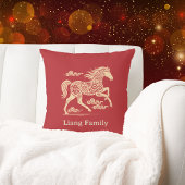 Happy Chinese New Year of Horse Elegant Gold Red  クッション