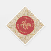 Happy Chinese New Year of Horse Elegant Gold Red  スタンダードランチョンナプキン (角)