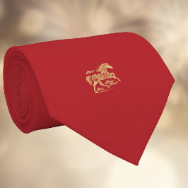 Happy Chinese New Year of Horse Elegant Gold Red  ネクタイ