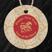 Happy Chinese New Year of Horse Elegant Gold Red  フェイバータグ