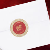 Happy Chinese New Year of Horse Elegant Gold Red  ラウンドシール