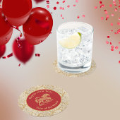 Happy Chinese New Year of Horse Elegant Gold Red  ラウンドペーパーコースター