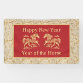 Happy Chinese New Year of Horse Elegant Gold Red  横断幕 (横)