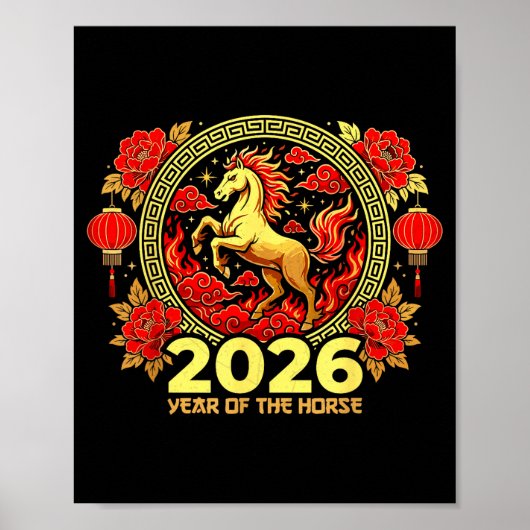 Happy Chinese New Year Of The Fire Horse Chinese Z ポスター (正面)