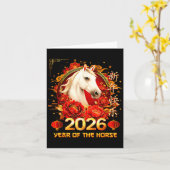 Happy Chinese New Year Of The Horse 2026 Lunar New カード (黄色い花)