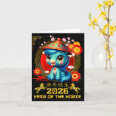 Happy Chinese New Year Of The Horse 2026 Lunar New カード (黄色い花)