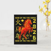 Happy Chinese New Year Of The Horse 2026 Lunar New カード (黄色い花)