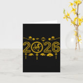 Happy Chinese New Year Of The Horse 2026 Lunar Out カード (黄色い花)
