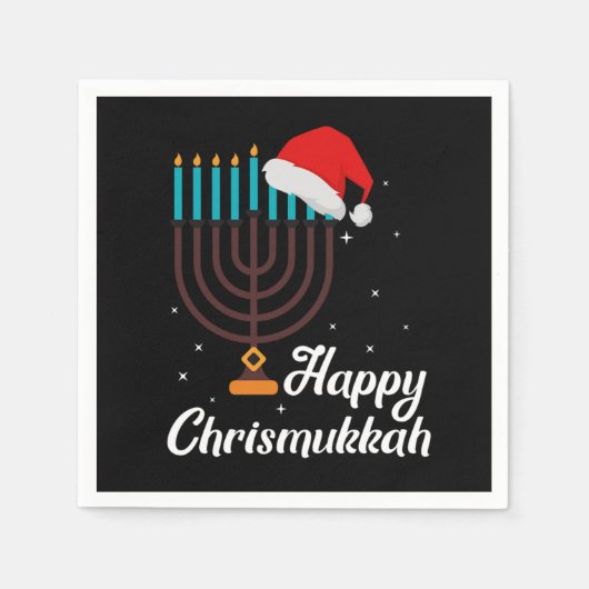 Happy Chrismukkah Hanukkah Jewish Festival Gift スタンダードカクテルナプキン (正面)