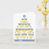 Happy Chrismukkah Hanukkah Light Tree Jewish Holid カード (黄色い花)