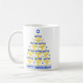 Happy Chrismukkah Hanukkah Light Tree Jewish Holid コーヒーマグカップ (左)