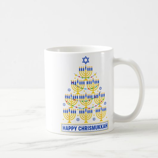 Happy Chrismukkah Hanukkah Light Tree Jewish Holid コーヒーマグカップ (右)