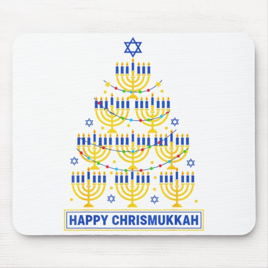 Happy Chrismukkah Hanukkah Light Tree Jewish Holid マウスパッド (正面)