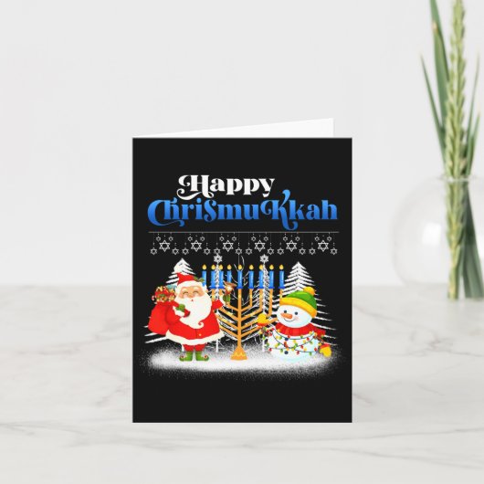 Happy Chrismukkah Jewish Christmas Hanukkah カード (正面)