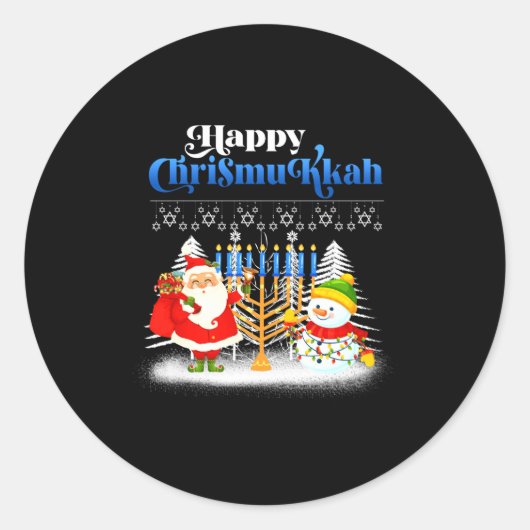 Happy Chrismukkah Jewish Christmas Hanukkah  ラウンドシール (正面)