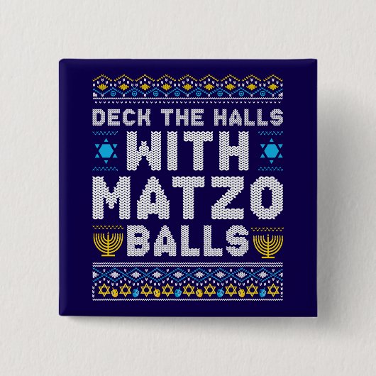 Happy Chrismukkah Jewish Christmas Hanukkah 缶バッジ (正面)