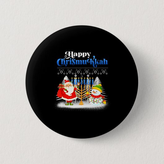 Happy Chrismukkah Jewish Christmas Hanukkah  缶バッジ (正面)