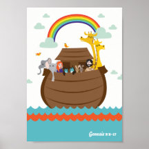Happy Christian Kids Poster Bible Storyノアの箱舟
