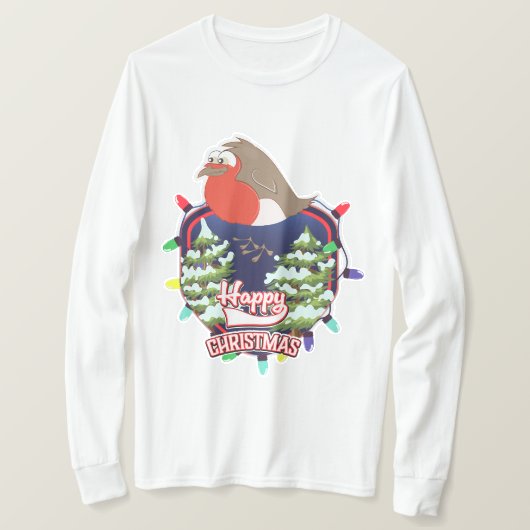 Happy Christmasの漫画ロビンのロゴ Tシャツ (デザイン正面)