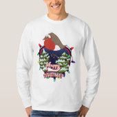 Happy Christmasの漫画ロビンのロゴ Tシャツ (正面)