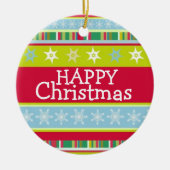 Happy Christmasカラフルに写真を追加 セラミックオーナメント (正面)
