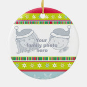 Happy Christmasカラフルに写真を追加 セラミックオーナメント (裏面)