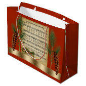 Happy Christmasヴィンテージ音楽とPine Boughs ラージペーパーバッグ (裏面アングル)