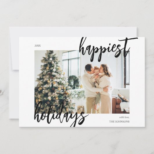 Happy Christmas Brush Script Photo シーズンカード (正面)