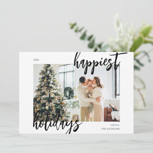 Happy Christmas Brush Script Photo シーズンカード (スタンド正面)