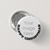Happy Christmas Custom Photo Button & text Badge 缶バッジ (正面&裏面)