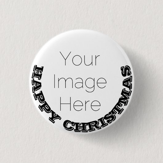 Happy Christmas Custom Photo Button & text Badge 缶バッジ (正面)