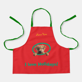 Happy Christmas Family-loviing Cutest Puppy  Apron エプロン