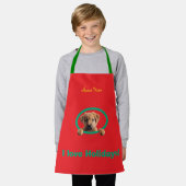 Happy Christmas Family-loviing Cutest Puppy Apron エプロン (着用した状態)
