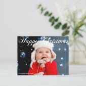Happy Christmas Family Photo White Cursive Script ポストカード (スタンド正面)