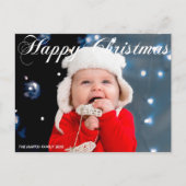 Happy Christmas Family Photo White Cursive Script ポストカード (正面)