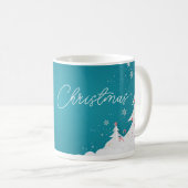 Happy Christmas – Festive Holiday Blue Mug コーヒーマグカップ (正面右)