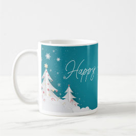 Happy Christmas – Festive Holiday Blue Mug コーヒーマグカップ