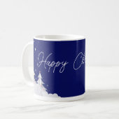 Happy Christmas – Festive Holiday Blue Mug コーヒーマグカップ (正面左)