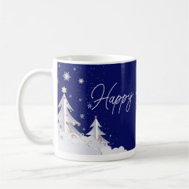 Happy Christmas – Festive Holiday Blue Mug コーヒーマグカップ