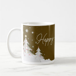 Happy Christmas – Festive Holiday Brown Mug コーヒーマグカップ